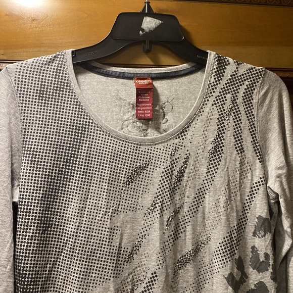Olsen Long Sleeve Grey & Silver T-Shirts Size Small - Picture 3 of 8